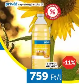 Privát napraforgó étolaj