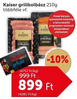 PRIVÁT Kaiser grillkolbász ajánlat