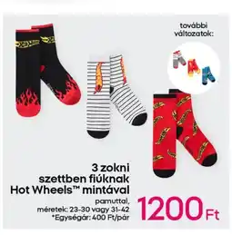 Pepco 3 zokni szettben fiúknak Hot Wheels™ mintával ajánlat
