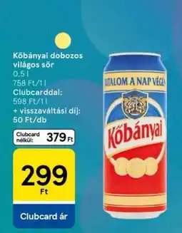 Tesco Kőbányai dobozos világos sör ajánlat