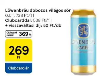 Tesco Löwenbräu dobozos világos sör ajánlat