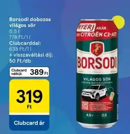Tesco Borsodi dobozos világos sör ajánlat