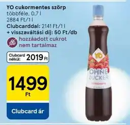 Tesco YO cukormentes szörp ajánlat