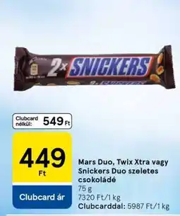 Tesco Mars Duo, Twix Xtra vagy Snickers Duo szeletes csokoládé ajánlat