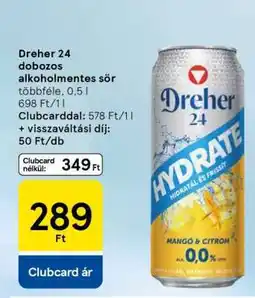 Tesco Dreher 24 dobozos alkoholmentes sör ajánlat