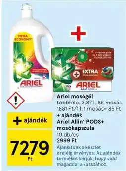 Tesco Ariel mosógél + Ariel Allin1 PODS+ mosókapszula ajánlat