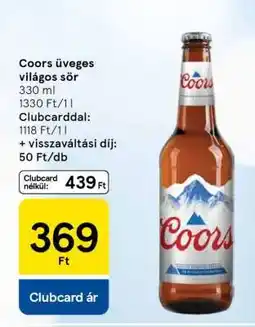 Tesco Coors üveges világos sör ajánlat