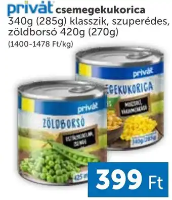 PRIVÁT Privát csemegekukorica ajánlat