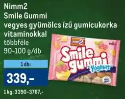 Metro Nimm2 Smile Gummi vegyes gyümölcs ízű gumicukorka vitaminokkal ajánlat