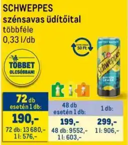 Metro Schweppes szénsavas üdítőital ajánlat