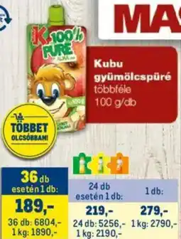Metro Kubu gyümölcspüré ajánlat