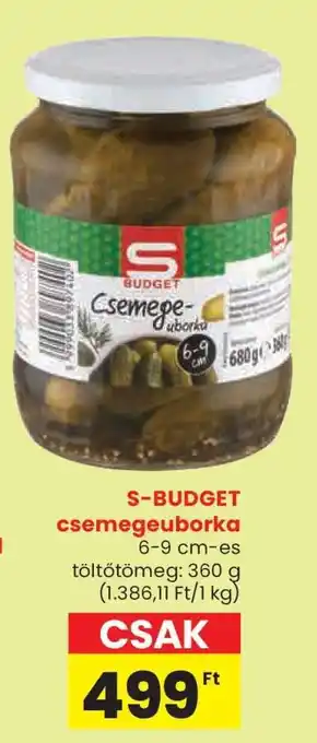 Spar S-BUDGET csemegeuborka ajánlat