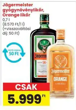 Spar Jägermeister gyógynövénylikőr, Orange likőr ajánlat