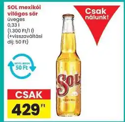 Spar SOL mexikói világos sör ajánlat