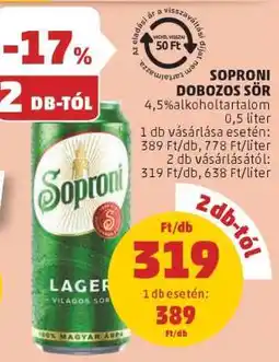 PENNY Soproni Dobozos Sör ajánlat