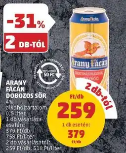 PENNY Arany Fácán Dobozos Sör ajánlat
