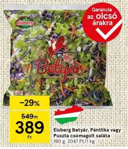 Tesco Eisberg Betyár, Pántilka vagy Puszta csomagolt saláta ajánlat