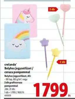 Lidl crelando Bolyhos jegyzetfüzet / ceruza pompommal ajánlat