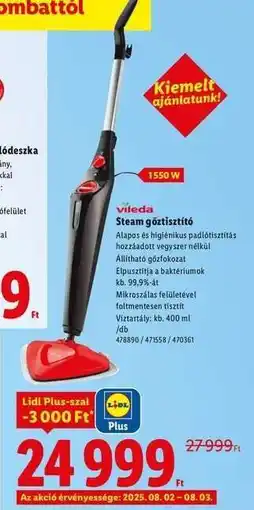 Lidl Vileda Steam gőztisztító ajánlat