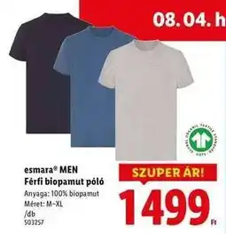 Lidl esmara MEN Férfi biopamut póló ajánlat