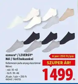 Lidl esmara / LIVERGY Női / férfi bokazokni ajánlat