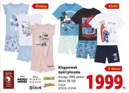 Lidl Kisgyermek nyári pizsama ajánlat