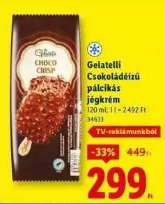 Lidl GELATELLI Csokoládéízű pálcikás jégkrém ajánlat