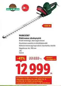 Lidl PARKSIDE Elektromos sövénynyíró ajánlat