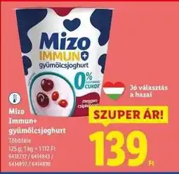 Lidl MIZO Immun+ gyümölcsjoghurt ajánlat