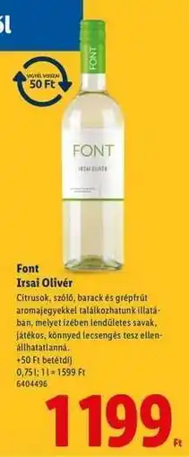 Lidl FONT Irsai Olivér ajánlat