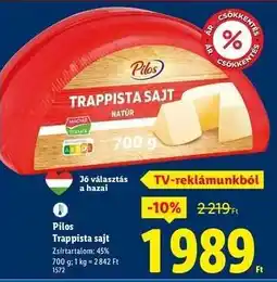 Lidl PILOS Trappista sajt ajánlat