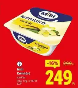 Lidl Milli Krémtúró Vaníliás ajánlat