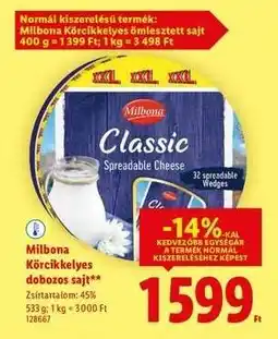 Lidl MILBONA Körcikkelyes dobozos sajt ajánlat
