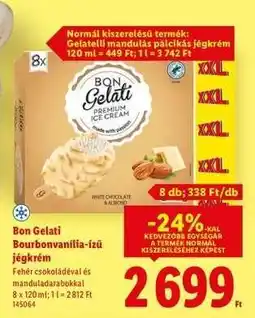 Lidl BON GELATI Bourbonvanília-ízű jégkrém ajánlat