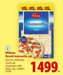 Lidl MILBONA Reszelt mozzarella sajt ajánlat