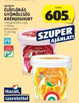 ALDI Kokárdás ÉLŐFLÓRÁS GYÜMÖLCSÖS KRÉMJOGHURT ajánlat