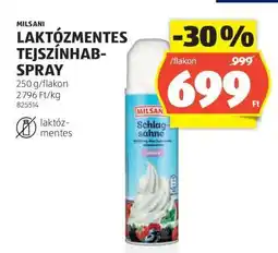 ALDI MILSANI LAKTÓZMENTES TEJSZÍNHAB-SPRAY ajánlat