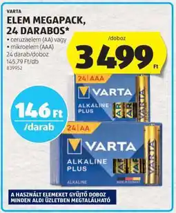 ALDI VARTA Elem Megapack, 24 darabos ajánlat