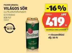 ALDI PILSNER URQUELL Világos sör ajánlat