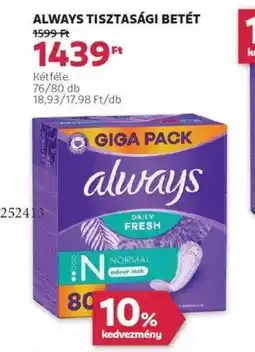 Rossmann Always Tisztasági betét ajánlat