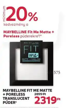 Rossmann Maybelline Fit me matte + poreless translucent ajánlat