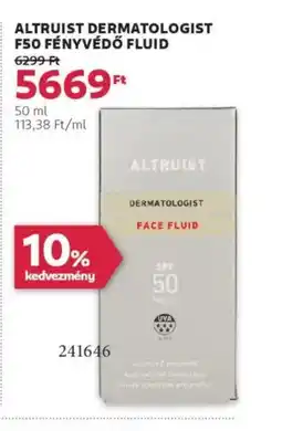 Rossmann Altruist Dermatologist f50 fényvédő fluid ajánlat