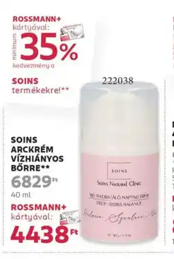 Rossmann Soins Arckrém vízhiányos bőrre ajánlat