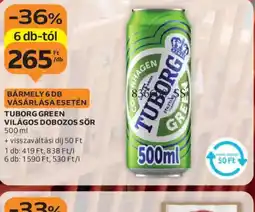 Auchan Tuborg Green Világos Dobozos Sör ajánlat