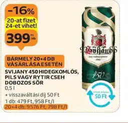 Auchan Svijany 450 Hidegkomls, Pils vagy Rytir Cseh Dobozos Sör ajánlat