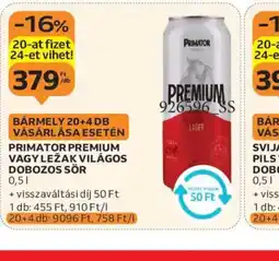 Auchan Primator Premium vagy Ležák Világos Dobozos Sör ajánlat