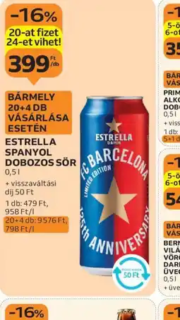 Auchan Estrella Spanyol Dobozos Sör ajánlat