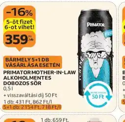 Auchan Primator Mother-in-law alkoholmentes dobozos sör ajánlat