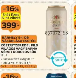 Auchan Köstritzer Edel Pils Világos vagy Barna Német Dobozos Sör ajánlat