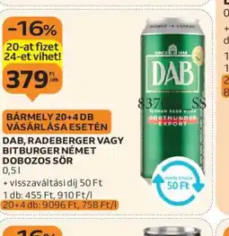 Auchan DAB, Radeberger vagy Bitburger Német dobozos sör ajánlat